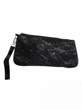 Elegant Black Lace Patent Leather Evening Wristlet